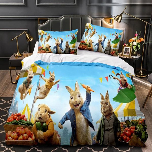 Juegos De Cama Peter Rabbit World Australia /Europa/Ee.Uu. TamañO Completo Queen King EdredóN Funda NóRdica Fundas De Almohada Regalo US King(264X228Cm)-image