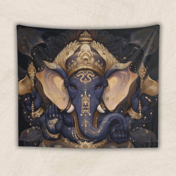 Tapestry Z Panem Ganeshą BóG SłOń WisząCy Na ŚCianę SkóRa Brzoskwiniowa Mandala Hinduistyczna Sztuka Dekoracja Do Pokoju Jogi Medytacji Sypialni 230X150Cm-image