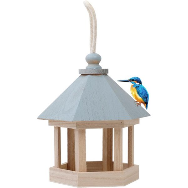 Casa De Madera Comedero Para PáJaros EstacióN De AlimentacióN Colgante Comedero Para PáJaros Hueco-image