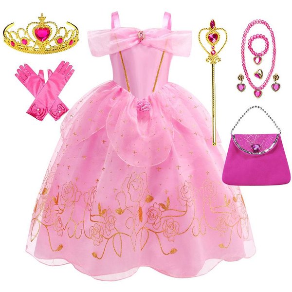 Kostium ŚPiąCej KróLewny Cosplay KsiężNiczka Karnawał Aurora Sukienka Na Urodziny KsiężNiczki Halloweenowe Ubranie Purim WróżKa Vestido 3T(TAG 110) Pink-image