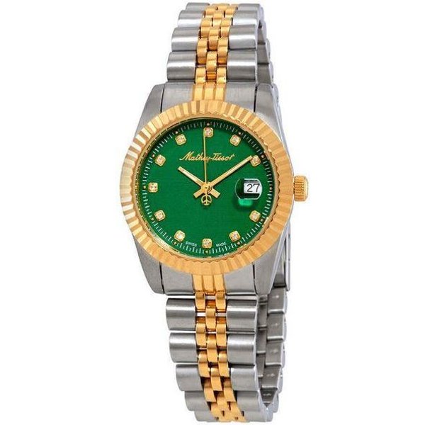 Reloj Para Mujer Mathey-Tissot Mathy III De Dos Tonos De Acero Inoxidable Con Esfera Verde Y Cuarzo D810BV Verde-image