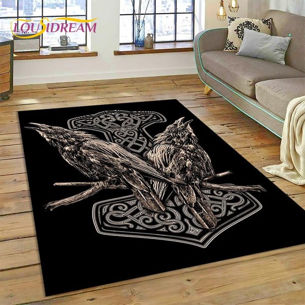 Mitologia Nordycka WikingóW Odyn Walhalla Dywanik Dywan Do Domu Salon Sypialnia Sofa Wycieraczka Dekor, Dywanik DziecięCy AntypośLizgowa Mata PodłOgowa 40X60Cm Gray-image