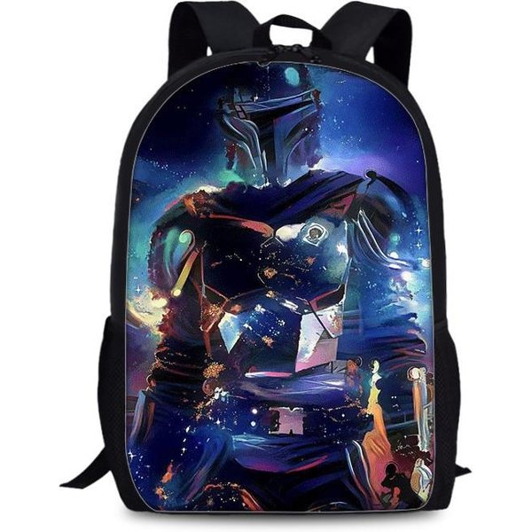 Plecak Mandalorian Dla Dzieci Z Nadrukiem Yody I Grogu, Nylonowy Plecak Na Co Dzień Do SzkołY I PodróżY Style M-image