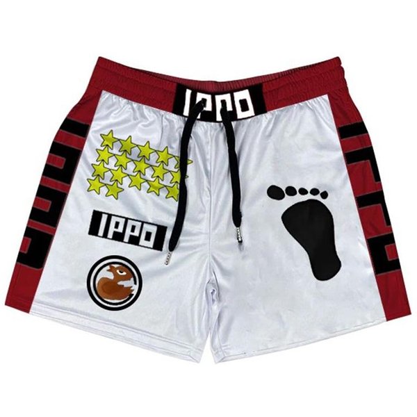 Anime Hajime No Ippo MęSkie Bokserki Makunouchi Nadruk W Mandze Spodenki Gimnastyczne Siatkowe SzybkoschnąCe KróTkie Spodnie Fitness Weatpants Lato L White-image