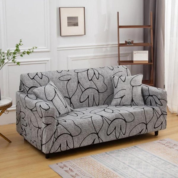Lanmolife 1PC Funda De Sofá Spandex Estampada Antimanchas Dormitorio Sala De Estar Hotel Muebles Funda Protectora EláStica DecoracióN Del Hogar 1 Seater 90-140Cm Gray-image