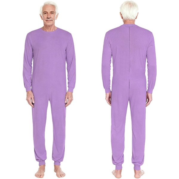 JednoczęśCiowy Kombinezon Adaptacyjny Unisex M-3XL Do Opieki Nad Osobami Starszymi: Kombinezon Z Zamkiem BłYskawicznym Z TyłU ZapobiegająCym Rozpinaniu, Z DłUgim RęKawem I Spodniami, Dla OsóB Ze Specjalnymi Potrzebami S Fioletowy-image