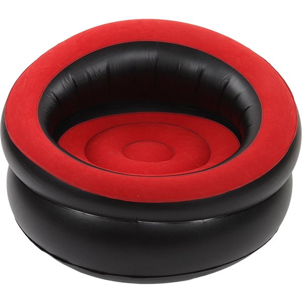 Nadmuchiwana Sofa Flokowana Sofa Powietrzna Proste KrzesłO Nadmuchiwane Do Salonu Sypialni Czytelni Czerwony-image