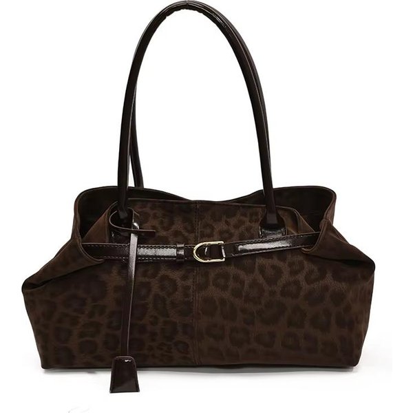 Damska Torba Shopper Ze SkóRy PU W Panterkę, Z KróTką RąCzką, Modna Torebka Na Ramię, Codzienna Torebka Dla Pań Black-image