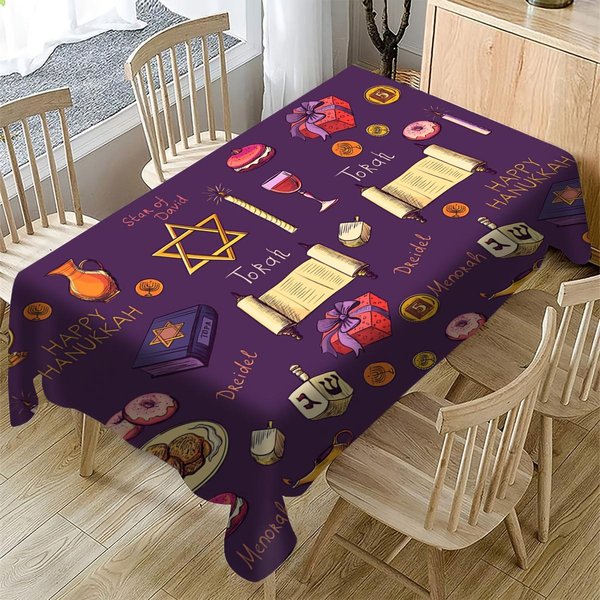ProstokąTny Obrus Shana Tova Do Dekoracji StołU Na Rosz Haszana, ŻYdowski Nowy Rok, Obrus Na Stół Kuchenny, Jadalny, Dekoracja Imprezowa Fiesta 140X180Cm-image