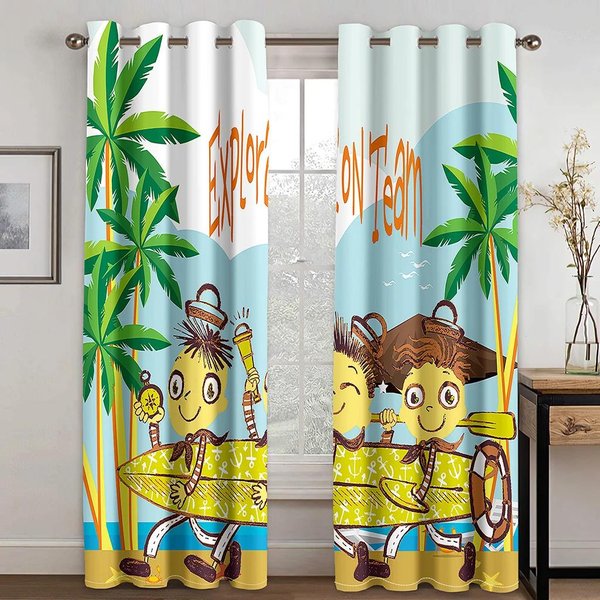 Cortinas De Skateboard Graffiti Creativo Minimalista CláSico 2 Paneles Sala De Estar Dormitorio Cocina BalcóN DecoracióN De Ventana Cortinas 110W240H(Cm)X2Pcs&Grommet Top-image