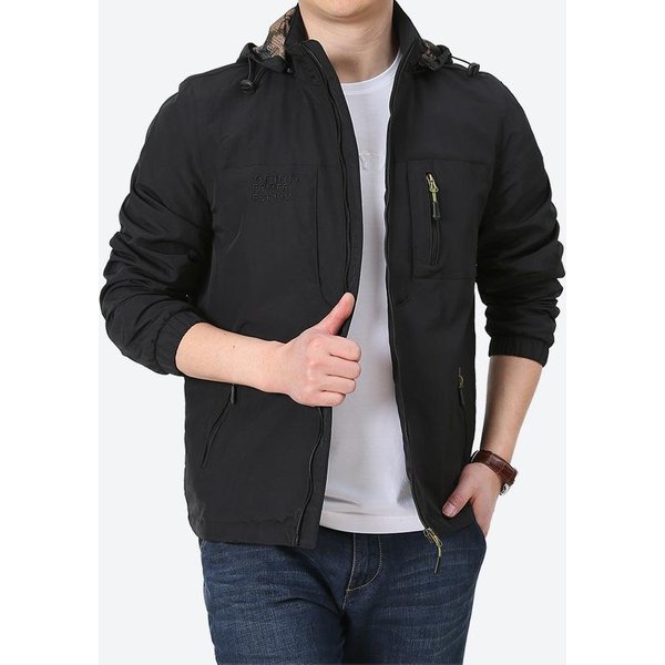 Chaqueta Para Hombre Primavera Y OtoñO Nueva Chaqueta Casual Para Exterior Deportes Juveniles Chaqueta Con Capucha Para Hombre 5XL Black-image