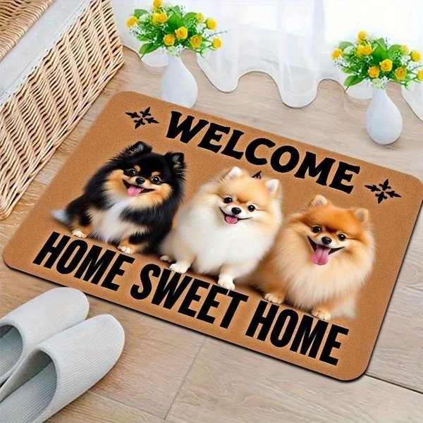 Uroczy Pies Pomeranian Mata Powitalna Zabawny Szczeniak Mata PodłOgowa WewnęTrzna ZewnęTrzna SłOdka Dekoracja Domu Dla MiłOśNikóW PsóW Dywanik WejśCiowy 50X80Cm-image