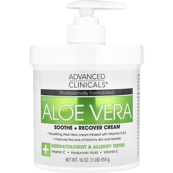 Advanced Clinicals, Crema Calmante Y Recuperadora Con Aloe Vera, 16 Oz (454 Gramos) White-image
