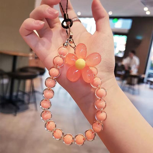 CordóN Para TeléFono MóVil, Correa Para La MuñEca, Cadena De Mano Para Mujer, Funda Corta AntipéRdida Para TeléFono MóVil, Colgante Con Llave Con CordóN Bonito Naranja-image