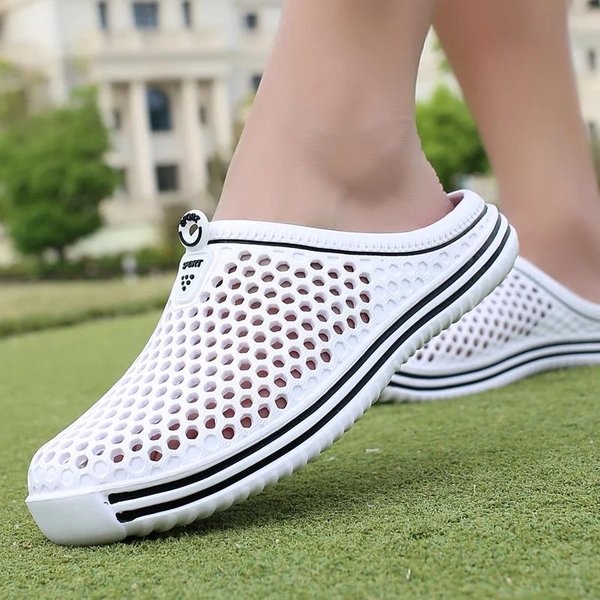 Zapatos De Hombre 2025 Zapatillas De Playa Unisex Calado Casual Sandalia De Playa Para Mujer Chanclas Zapatos Antideslizantes Talla 36-45 Zapatillas De Hombre 45 White-image