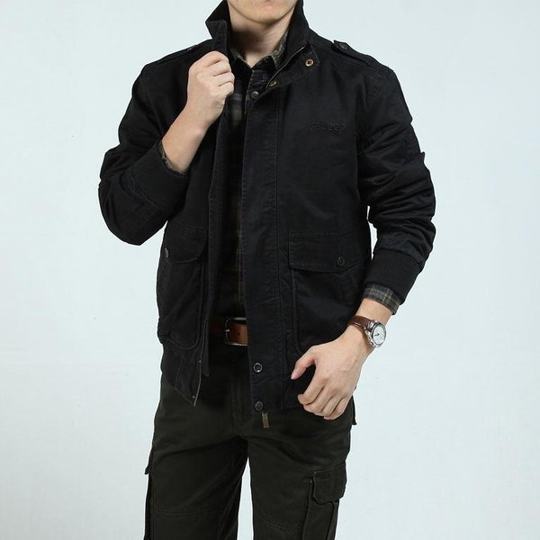 Nueva Chaqueta De OtoñO Para Hombre, Ropa De Primavera Y OtoñO Para Hombre, Chaqueta Militar De Cuello Alto De Talla Grande Informal, Abrigo Nuevo Y Fino 4XL Black-image