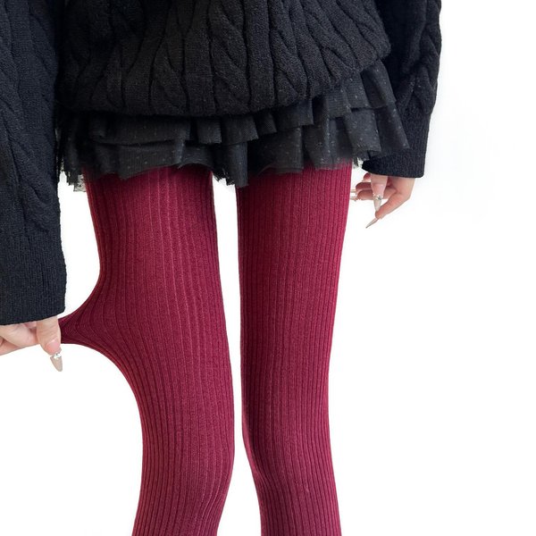 Medias TéRmicas Gruesas CáLidas Para Mujer OtoñO E Invierno Cachemir Lana Calentitas Calcetines Leggings PatróN Vertical CáLido Forro Polar Pantimedias Ajustadas One Size Brown-image