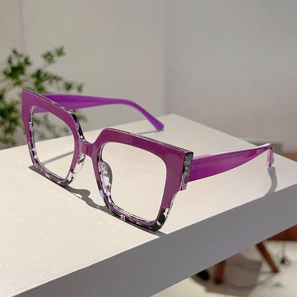 Kammpt DużE Kwadratowe Okulary Damskie Vintage Patchwork BlokująCe Niebieskie ŚWiatłO Stylowe Okulary Bez Recepty-image