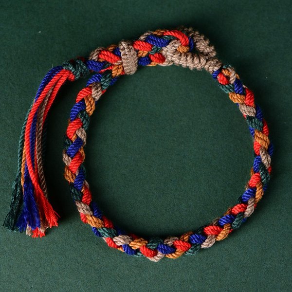 RęCznie Robiona TibetańSka Pleciona BawełNiana Bransoletka Sznurkowa Z FręDzlem, Etniczny Duchowy Amulet, Pleciona Bransoletka Sznurkowa Dla MężCzyzn I Kobiet Black-image