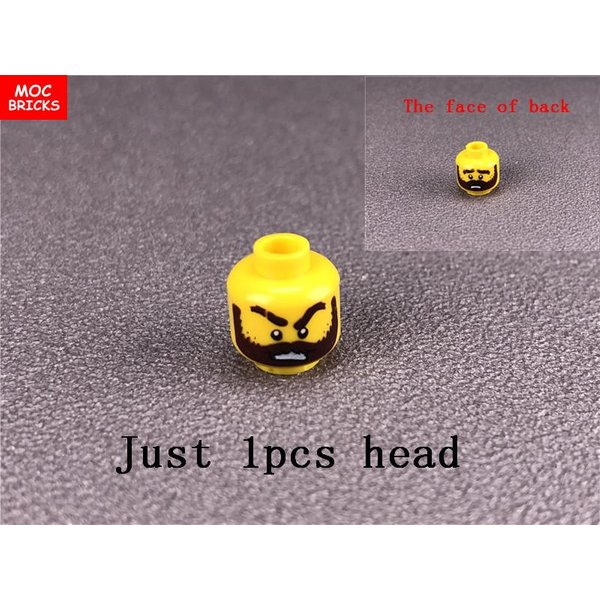 10 Szt./Partia MOC Klocki Figurka GłOwa PodwóJna Twarz Wyraz DIY Mini Lalki Skupione Na Nauce Klocki Zabawki Dla Dzieci Prezenty Gray-image