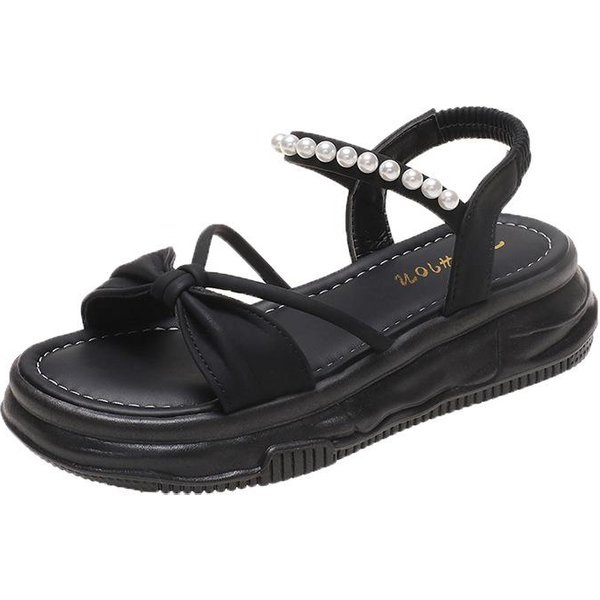 Sandalias De Moda Para Mujer Perla Zapatos De Mujer CóModos Zapatos De Playa Sandalias Sin Cierre Verano Nuevos Zapatos De Plataforma VersáTiles 42-image