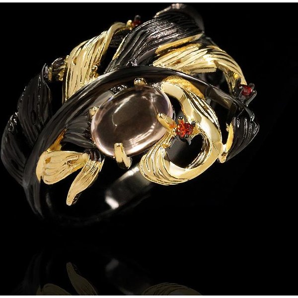 Anillo GeoméTrico Bicolor Negro Oro ÁGata ZircóN Estilo Europeo Y Americano No. 10-image