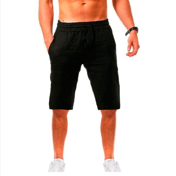 Nowe MęSkie BawełNiane Spodenki Lniane MęSkie Letnie OddychająCe Spodnie Lniane W Jednolitym Kolorze Fitness Streetwear S-3XL Xl-image