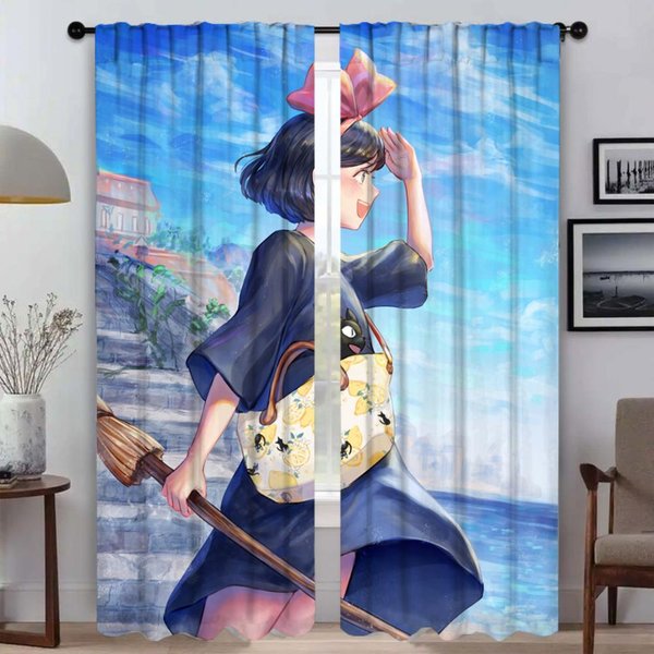 Kikiss Cortinas De Interior Para El Hogar Para Sala De Estar Cortina Opaca Para HabitacióN 2 Paneles ParticióN Estores DecoracióN De Halloween Cocina W50Xh70Cmx2Pcs-Cl-image