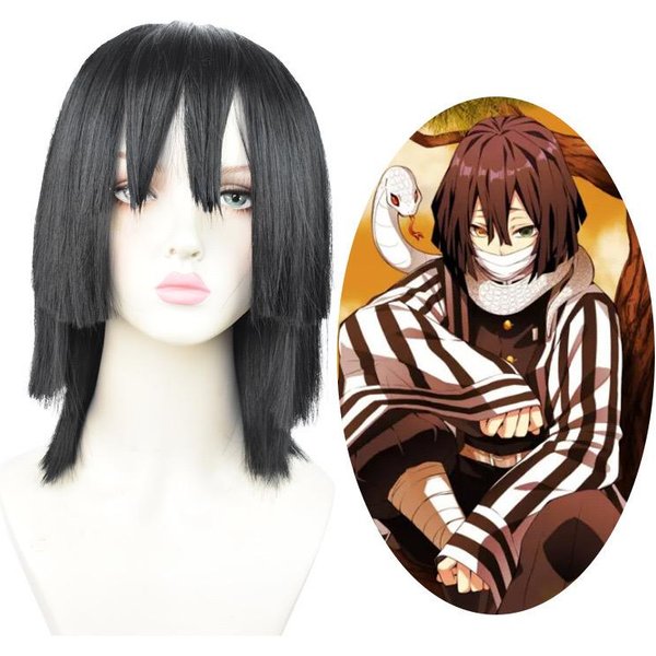 Iguro Obanai Cosplay Peruka Anime KróTka Czarna Stylizowana Odporna Na CiepłO WłOsy Syntetyczne Peruki Do Odgrywania RóL-image
