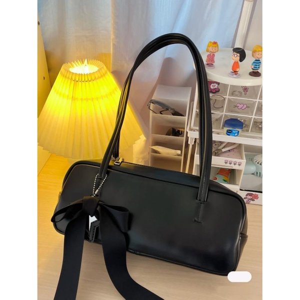 VersióN Coreana De Bolso De Hombro De Alto Valor Con Lazo Para Mujer, Nuevo Bolso Casual Y VersáTil Tipo Almohada, Bolso Cuadrado PequeñO Rosa-image