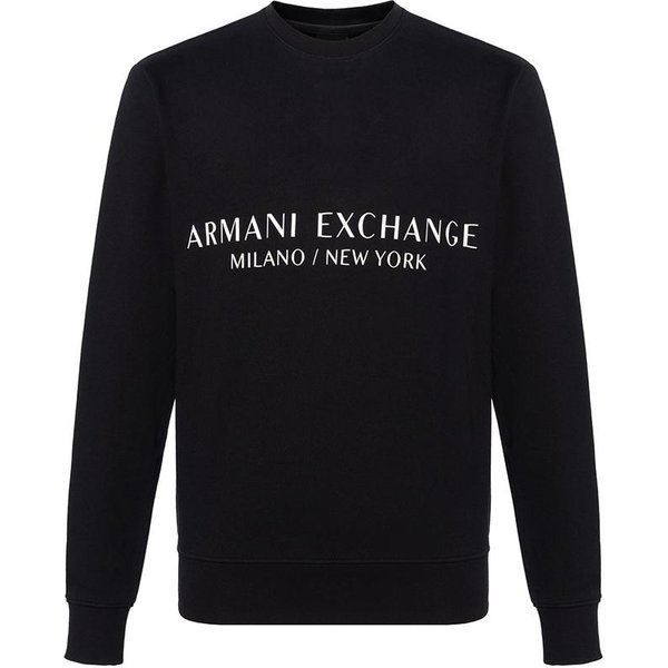 Armani Exchange FW22 Sudadera Casual Holgada Con Estampado De Logo De Letra De Color SóLido Hombre Sudadera Negra 8NZM88-ZJKRZ-1200 S Black-image
