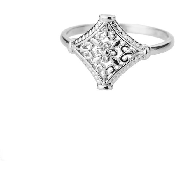 Anillo De Flor Hueca Dulce Para Mujer, Anillo De Dedo ÍNdice De DiseñO Retro Y Moderno, Accesorio Simple Y VersáTil Size 7 White-image