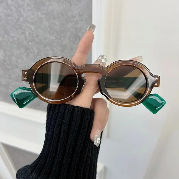 Modne OkrąGłE Okulary PrzeciwsłOneczne Damskie MęSkie Vintage Lustrzane Soczewki Stylowe Okulary SłOneczne Unisex Kolory OsobowośCi Ochrona UV Other-image