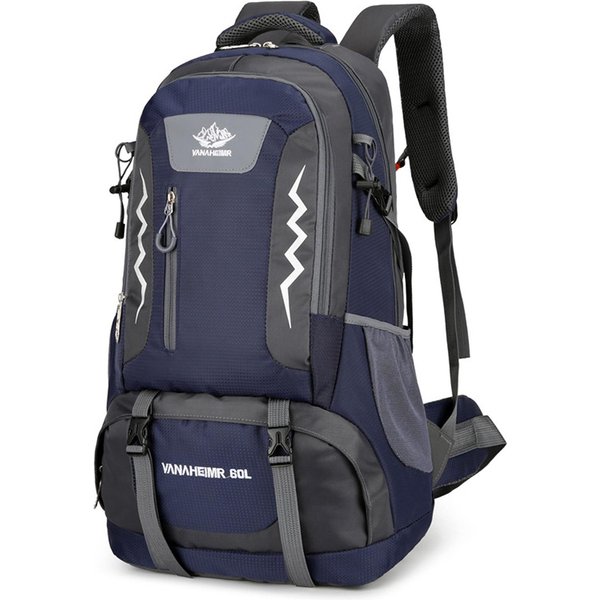Mochila De Senderismo Mochila De Camping Resistente Al Agua De 60 Litros Para Viajes Deportivos Al Aire Libre Para Hombres Y Mujeres Azul Oscuro-image