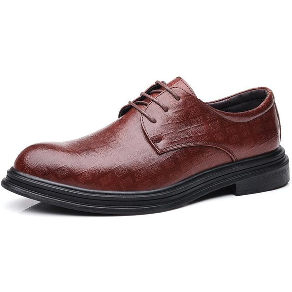 Zapatos De Cuero Para Hombre, Ropa Formal De Negocios, Zapatos Casuales De Moda, Primavera, Novio BritáNico, VersióN Coreana, Zapatos De Cuero De Boda Con Suela Suave, Transpirables 44 MarróN-image