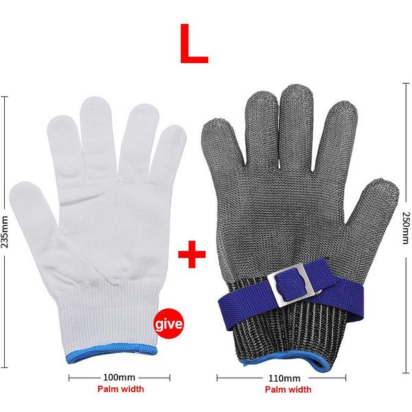 Guante De Acero Inoxidable Resistente A Cortes Guante De Malla MetáLica De Cota De Malla Para Corte De Carne Trabajo Con Motosierra Gris Plateado M 23.5Cm M-image