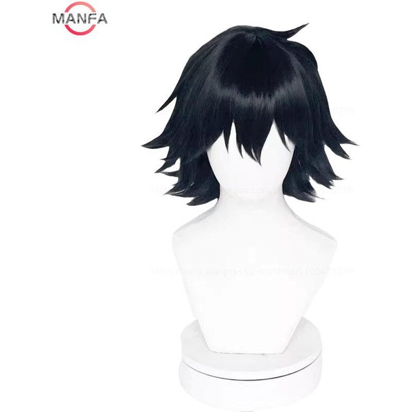Ranpo Edogawa Cosplay Peruka Cosplay KróTkie Czarne WłOsy Odporne Na CiepłO Peruki Cosplay Anime + Czepek Pod Perukę-image