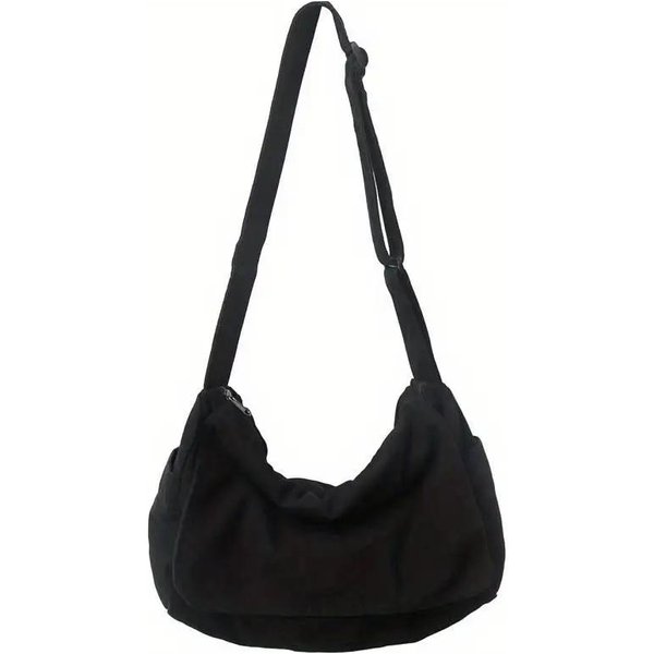 Codzienna PłóCienna Torba Listonoszka Dla NastolatkóW Vintage Torba Na Ramię Wielofunkcyjna Torebka Crossbody Czarny-image