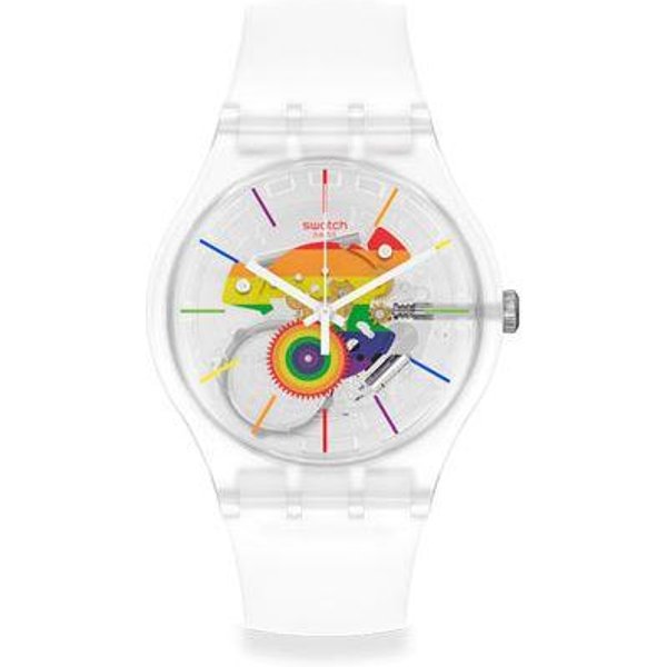 Reloj Swatch Con Movimiento De Cuarzo Resistente Al Agua 30M Esfera Blanca Correa De Silicona Relojes Unisex SO29K103 White White-image