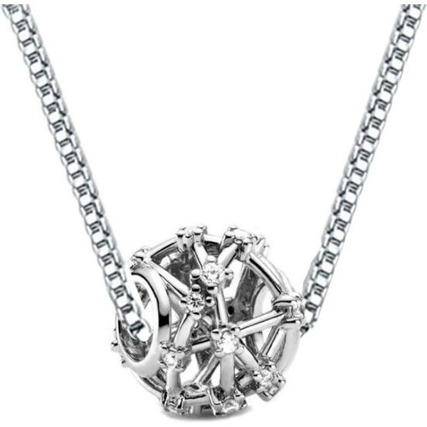 Collar De Plata De Ley 925 Con Colgante De Cubo De Amor Para Mujer, Cadena De ClavíCula De Circonita De Alta Calidad, Longitud De 45 Cm.-image
