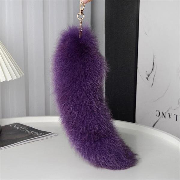 40 Cm Pluszowy Ogon Lisa Breloczek Zawieszki Do Toreb Uroczy Futrzany Ogon Szopa Breloczek Do Kluczy Breloczek ZwierzęCy Ogon Klucz Wisiorek Pompony Breloczek WystróJ Torby Gray-image