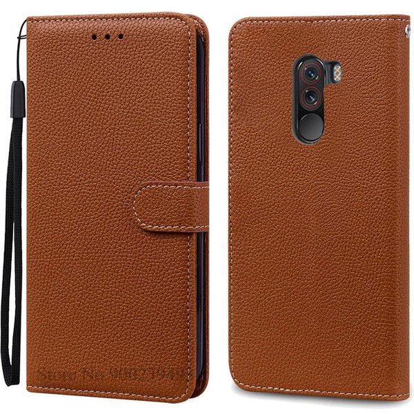 Dla Xiaomi Pocophone F1 Etui WstrząSoodporne Portfel Etui Z Klapką Dla Poco F1 Pokrowiec Xiaomi Mi Poco Phone F1 Poko F1 Pocof1 Etui Na Telefon Pocophone F1-Poco F1 BrąZowy-image