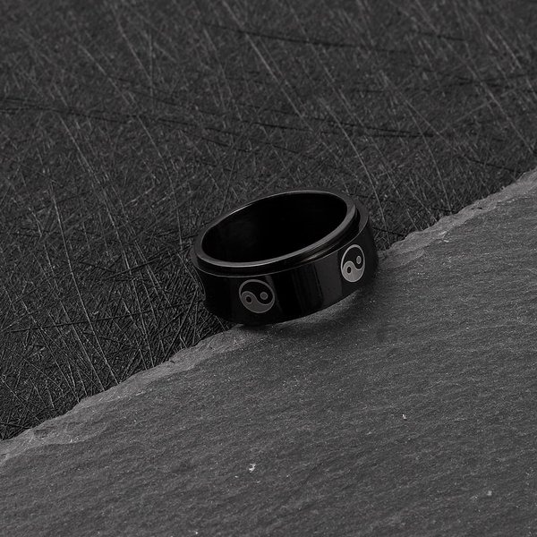 Moda Yin Yang Tai Chi Spinner PierśCienie Ze Stali Nierdzewnej Dla Kobiet MężCzyzn Trandy ChińSki Styl Obrotowy Fidget PierśCień MężCzyźNi ObrąCzka 7-image