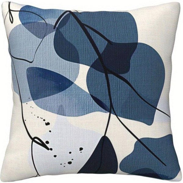 Funda De Almohada Abstracta De Planta Rosa Y Azul Dormitorio Sala De Estar Sofá DecoracióN Del Hogar Funda De CojíN De PoliéSter Con Cremallera 50X50Cm-image