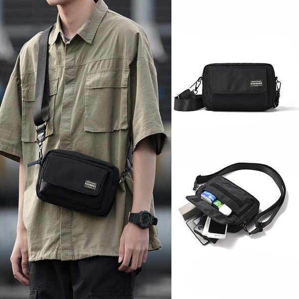 Bolso Bandolera Moda Masculina Mochila PequeñA Bolso Deportivo De Ocio Estudiante Ropa De Trabajo Bolso Para TeléFono MóVil Bolso Mensajero Para Llevar Gray-image