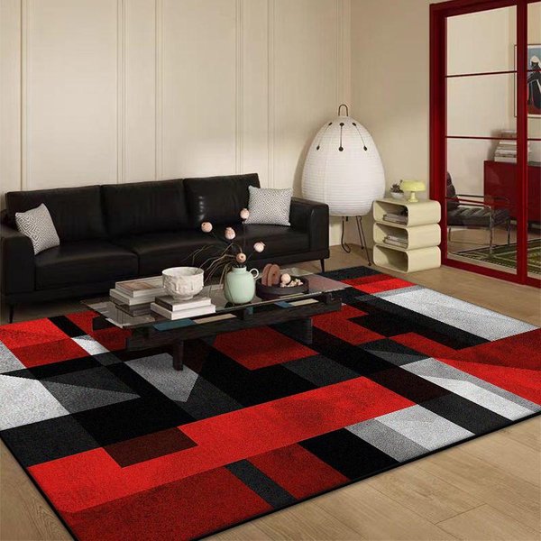 Czerwony Geometryczny Abstrakcyjny Dywan Do Salonu Domowego DużY Dywan Do Dekoracji Sypialni Lekki Luksus Sofa Stolik Kawowy Mata PodłOgowa AntypośLizgowa 100*200Cm-image
