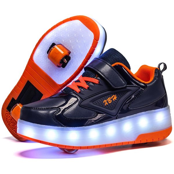 Zapatos Luminosos Led Runaway Ruedas Dobles NiñOs Zapatos De Ruedas Con Carga Patines De Ruedas Para NiñAs 33 Red-image