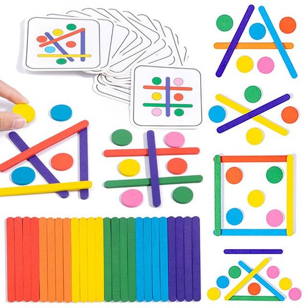 Dzieci Rainbow Stick Puzzle Zabawki Montessori Kolor Sensoryczne Logiczne MyśLenie Dopasowywanie Gier Dla Dzieci Wczesne Drewniane Zabawki Edukacyjne-image