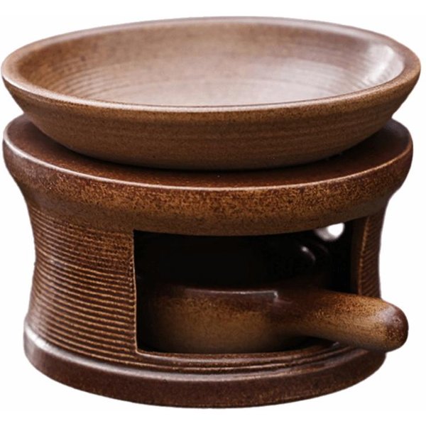 RęCznie Robiony Ceramiczny Palnik Aromatyczny Rustykalny Dyfuzor OlejkóW Eterycznych Podgrzewacz Do śWiec Podgrzewacz Do Herbaty Joga Round Brown-image