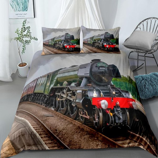 Juego De Funda NóRdica Tren Flying Scotsman Reino Unido Individual Doble Queen US Twin Full King Size Entre Juego De Ropa De Cama 150X210Cm-image